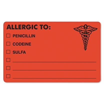 Orange Drug Allergy Medical Warning Labels 