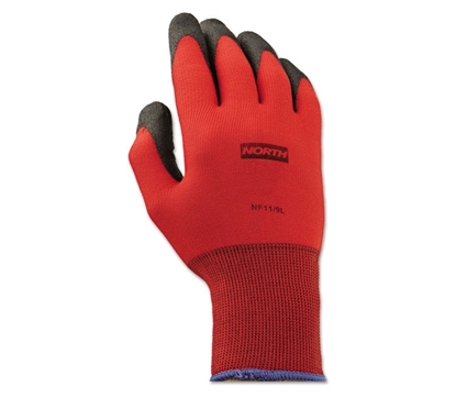 NorthFlex Red Foamed PVC Gloves, Red/Black, Size 9/L, 12 Pairs