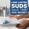 hands cleaning dish at sink with sponge