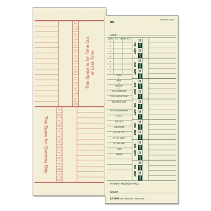 Weekly Time Card for Acroprint/Simplex, Two-sides, 500/Box, 3 1/2 x 9