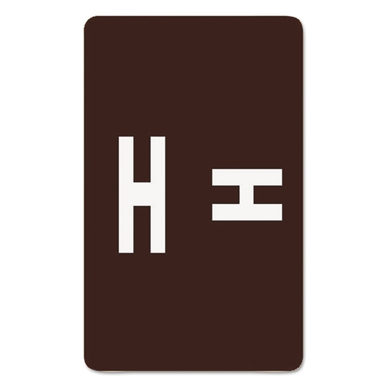 Letter H, Alpha-Z Color-Coded Second Letter Labels, Dark Brown, 100/Pack