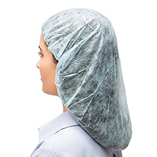 Bouffant Cap, 28", Poly, Industrial Grade, Blue