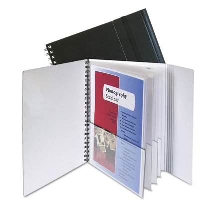 Eight-Pocket Portfolio with Security Flap, Polypropylene, 8 1/2 x 11, Black